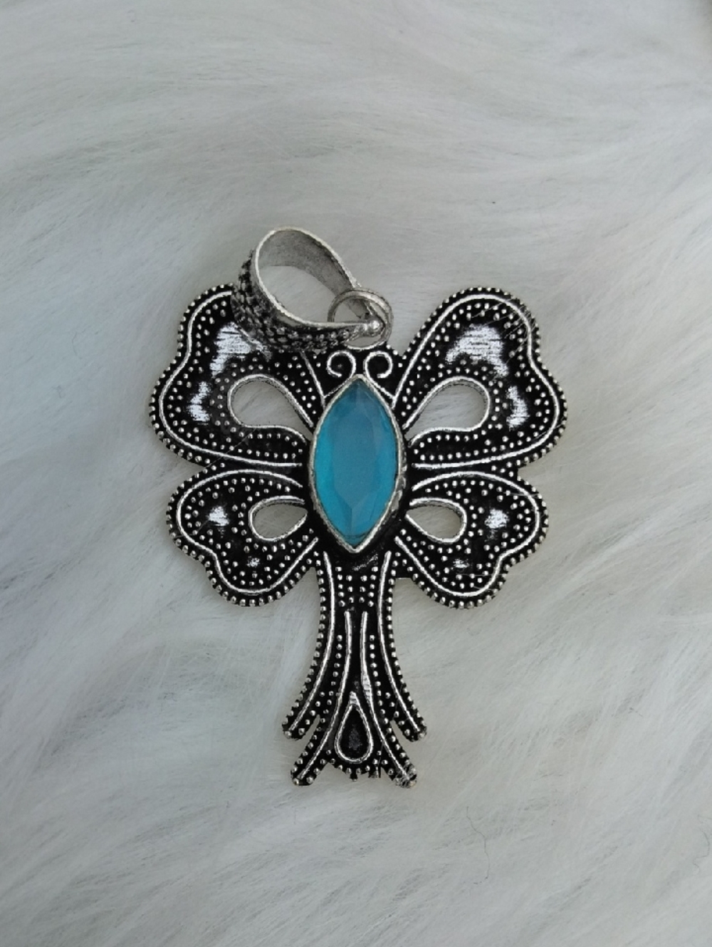 Blue Chalceondy Silver Plated Gemstone Necklace Pendant